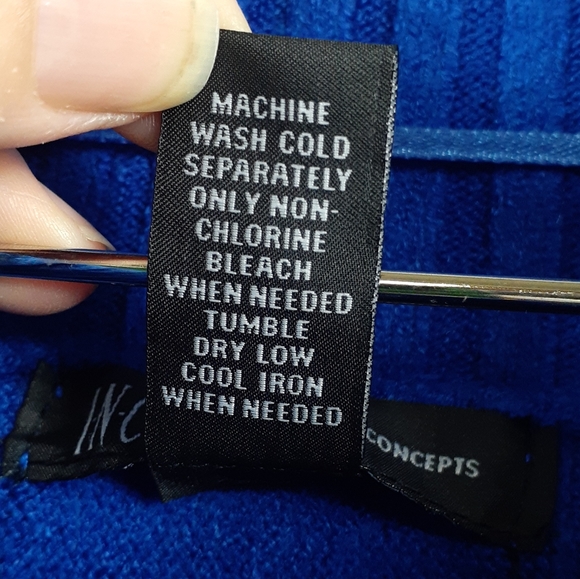 INC Blue Cowl Neck Fold Over Turtleneck Dolman Cro - Picture 9 of 11